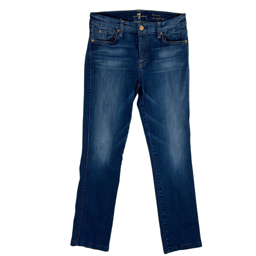 7 For All Mankind Kimmie Straight Leg Jeans Dark Wash Denim Women's Size 30